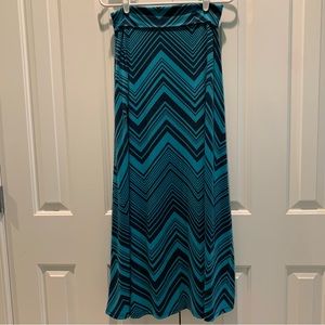 Mossimo Supply Co. Long Maxi Skirt. Blue & Green Geometric Chevron Print S
